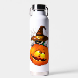 Halloween Niedlich Kitty Hexe und Kürbisfreund Trinkflasche