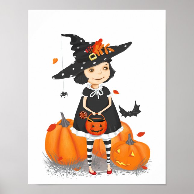 Halloween Niedlich Little Hexe Poster (Vorne)