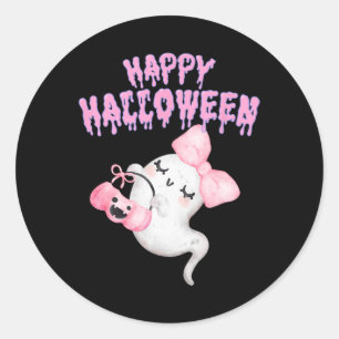 Halloween Niedlich Pink Ghost Fall Apparel Girls Runder Aufkleber