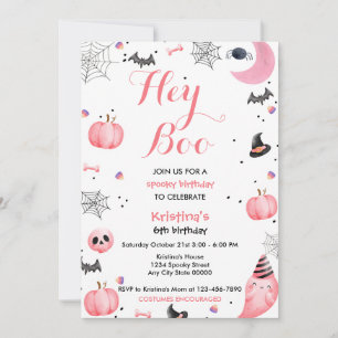 Halloween Niedlich Pink Ghost Geburtstag Spooktacu Einladung