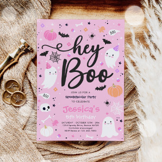 Halloween Niedlich Pink Ghost Geburtstag Spooktacu Einladung