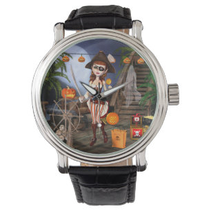 Halloween Niedlich Pirate Girl Wrist Watch Armbanduhr