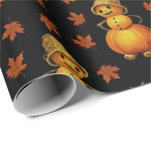 Halloween Niedlich Pumpkin Herbstleaves Muster Geschenkpapier