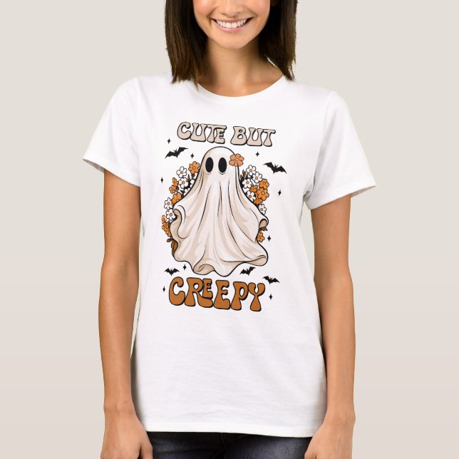 Halloween Niedlich Retro Groovy Creepy Ghost T - S T-Shirt (Vorderseite)