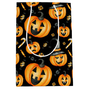 Halloween Niedlich Schwarz Orange Jack-o-Lantern C Mittlere Geschenktüte
