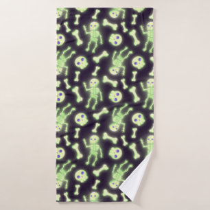 Halloween Niedlich Spooky Glowing Skelettknochen S Badehandtuch