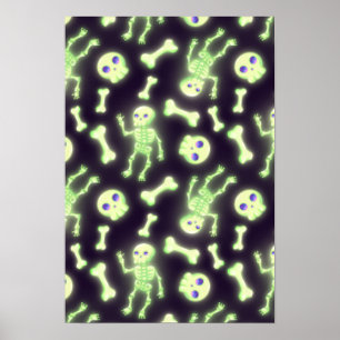 Halloween Niedlich Spooky Glowing Skelettknochen S Poster