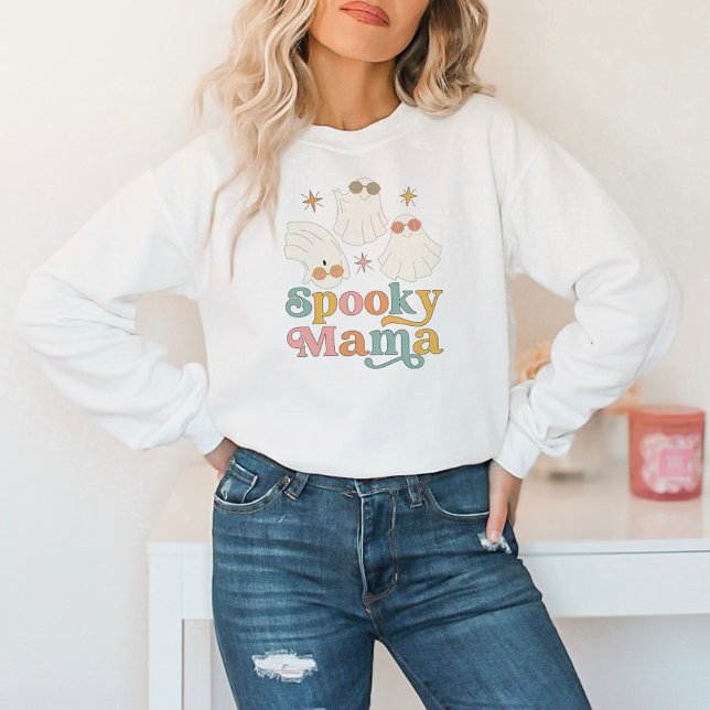Halloween Niedlich Spooky Mama Retro Schriftart Sweatshirt (Von Creator hochgeladen)