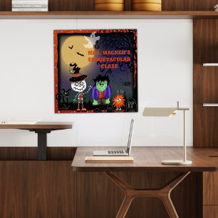 Halloween Niedlich Spooky Skeleton Cat Personalisi Poster
