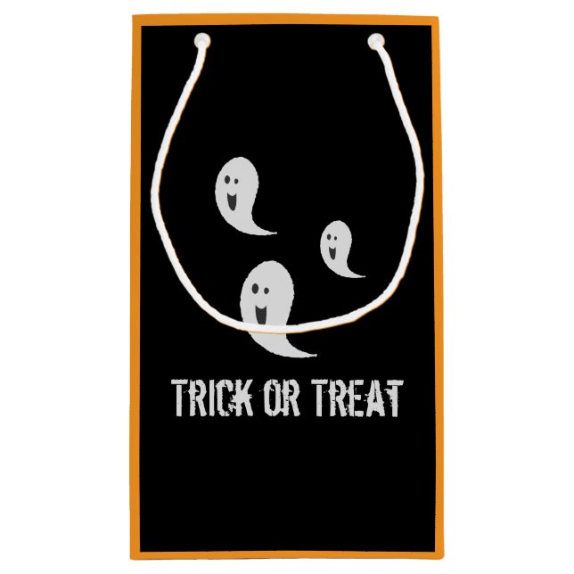 Halloween Niedlich Spooky Trick oder Treat Ghosts Kleine Geschenktüte (Rückseite)