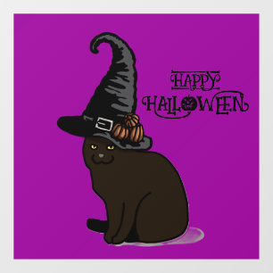Halloween Niedlich Spooky Whimsical Black Cat Lila Fensteraufkleber