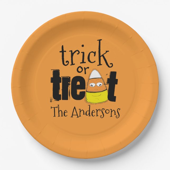 Halloween Niedlich Trick oder Treat Funny Candy Co Pappteller (Vorderseite)
