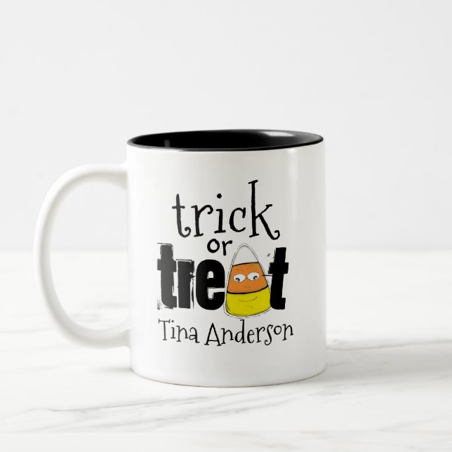 Halloween Niedlich Whimsical Candy Mais Funny Zweifarbige Tasse (Links)
