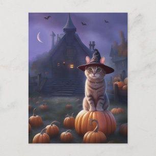 Halloween Niedlich Witchy Cat Pumpkins Feiertagspostkarte