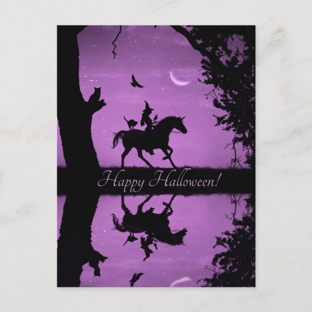 Halloween Niedlich Witz Unicorn Cat Postkarte (Vorderseite)