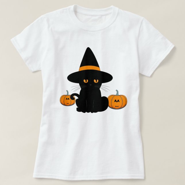Halloween Niedliche Cartoon-Freunde, Black Baby Ca T-Shirt (Design vorne)