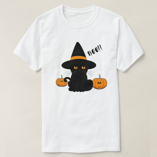 Halloween Niedliche Cartoon-Freunde, Black Baby Ca T-Shirt (Design vorne)