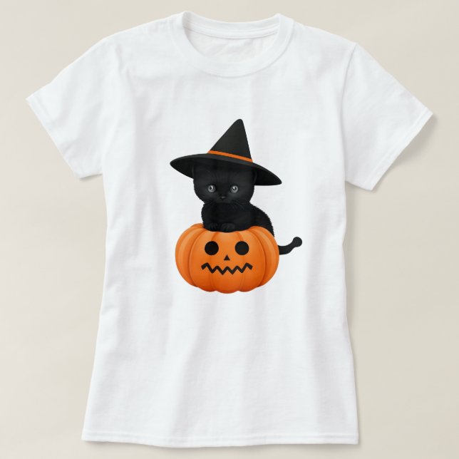 Halloween Niedliche Cartoon-Freunde, Black Baby Ca T-Shirt (Design vorne)