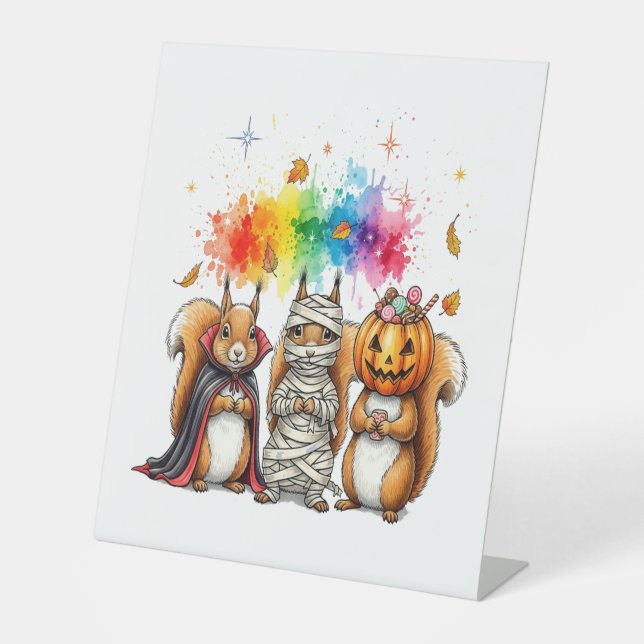 Halloween Niedliche Eichhörnchen Kostüm Sockelschild (Vorderseite)