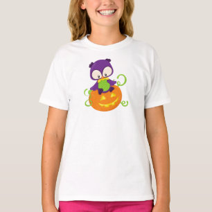 Halloween, Niedliche Eule, Lila Eule, Kürbis T-Shirt