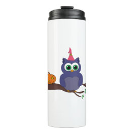 Halloween-Niedliche Eule und ein Kürbis Thermosbecher