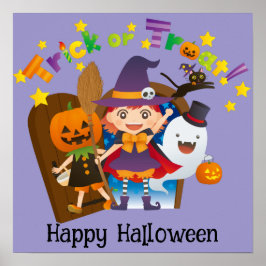 Halloween Niedliche Funny Whimsical Witch Girl Lil Poster