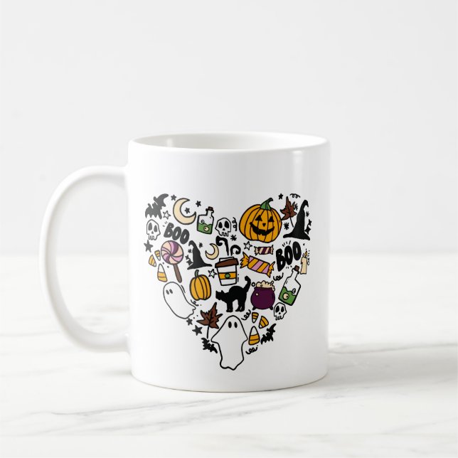 Halloween Niedliche Geister, Pumpkins & Candy Kaffeetasse (Links)