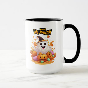 Halloween: Niedliche Geister und Pumpkin-Familie Tasse