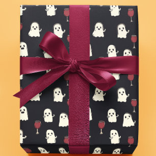 Halloween Niedliche Geister und Weingläser Geschenkpapier