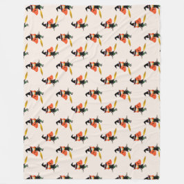 Halloween Niedliche Hexe mit Broom Beige Fleecedecke