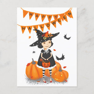 Halloween Niedliche Hexenkarte Postkarte