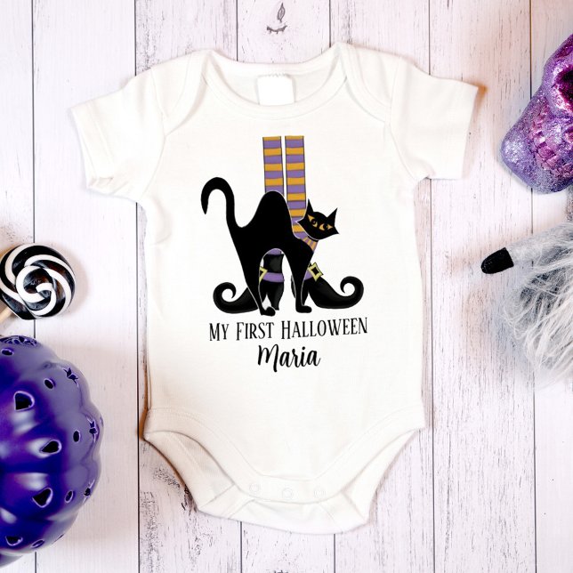 Halloween Niedliche Hexenschuhe Schwarze Katze Baby Strampler (Von Creator hochgeladen)