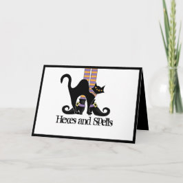 Halloween Niedliche Hexenschuhe Schwarze Katze Karte