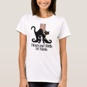 Halloween Niedliche Hexenschuhe Schwarze Katze T-Shirt