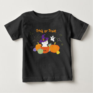 Halloween Niedliche Katze in Hexenhut Baby T-shirt