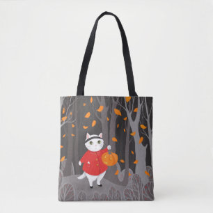 Halloween Niedliche Katze und Kürbislaterne