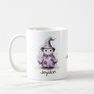 Halloween Niedliche Lila Ghost-Hexe personalisiere Kaffeetasse