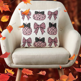 Halloween niedliche Pumpkins und Bogen rosa Coquet Kissen