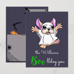 Halloween, niedlicher Ghost-Bug Postkarte