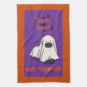 Halloween Niedlicher Ghost-Hund Geschirrtuch