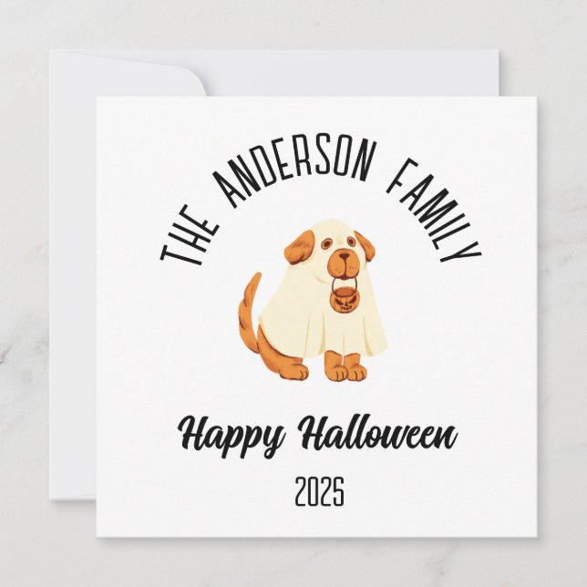 Halloween Niedlicher Hundeghost Kostüm Personalisi Feiertagskarte (Vorderseite)