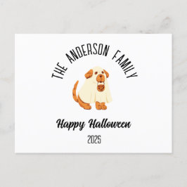 Halloween Niedlicher Hundeghost Kostüm Personalisi Feiertagspostkarte