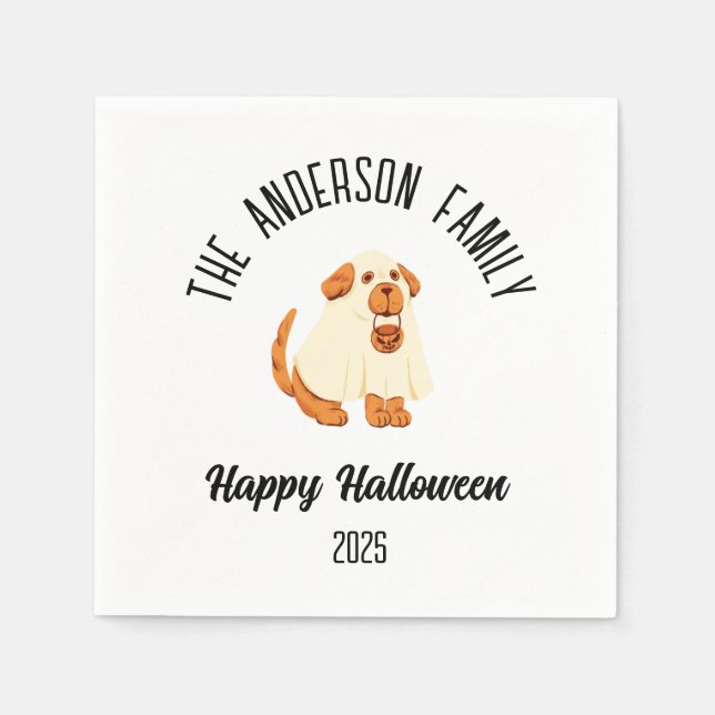 Halloween Niedlicher Hundeghost Kostüm Personalisi Serviette (Vorderseite)