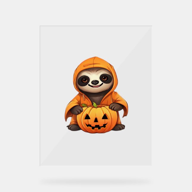 Halloween Niedlicher Sloth Classic T - Shirt Acrylschild (Vorderseite)