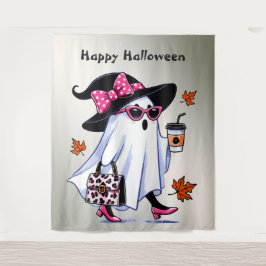 Halloween Niedlicher, stylischer Hexengastcoffee C Wandteppich