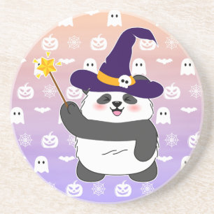 Halloween Niedliches Baby Panda Hexe Magic Wand Getränkeuntersetzer