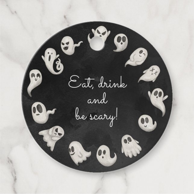 Halloween-niedliches beängstigendes GeisterParty Geschenkanhänger (Vorderseite)