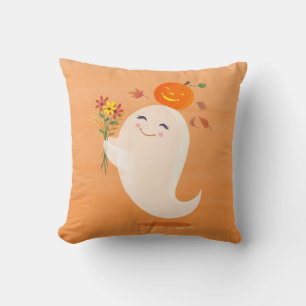 Halloween Niedliches Gespenst und Blume Kissen