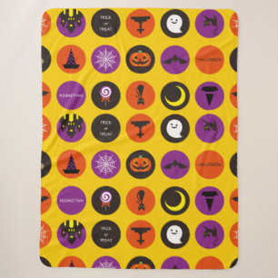 Halloween Niedliches Muster gelb Sherpadecke