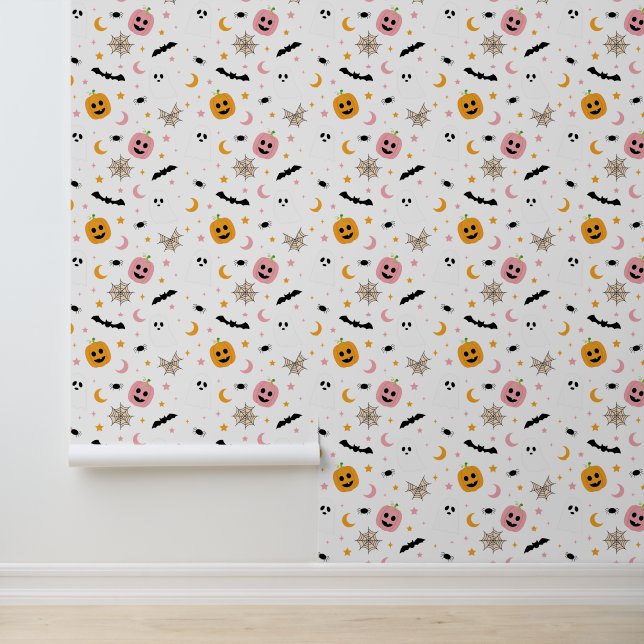 Halloween Niedliches Pattern Bat Pumpkin Ghost Spo Tapete (Anwendung)